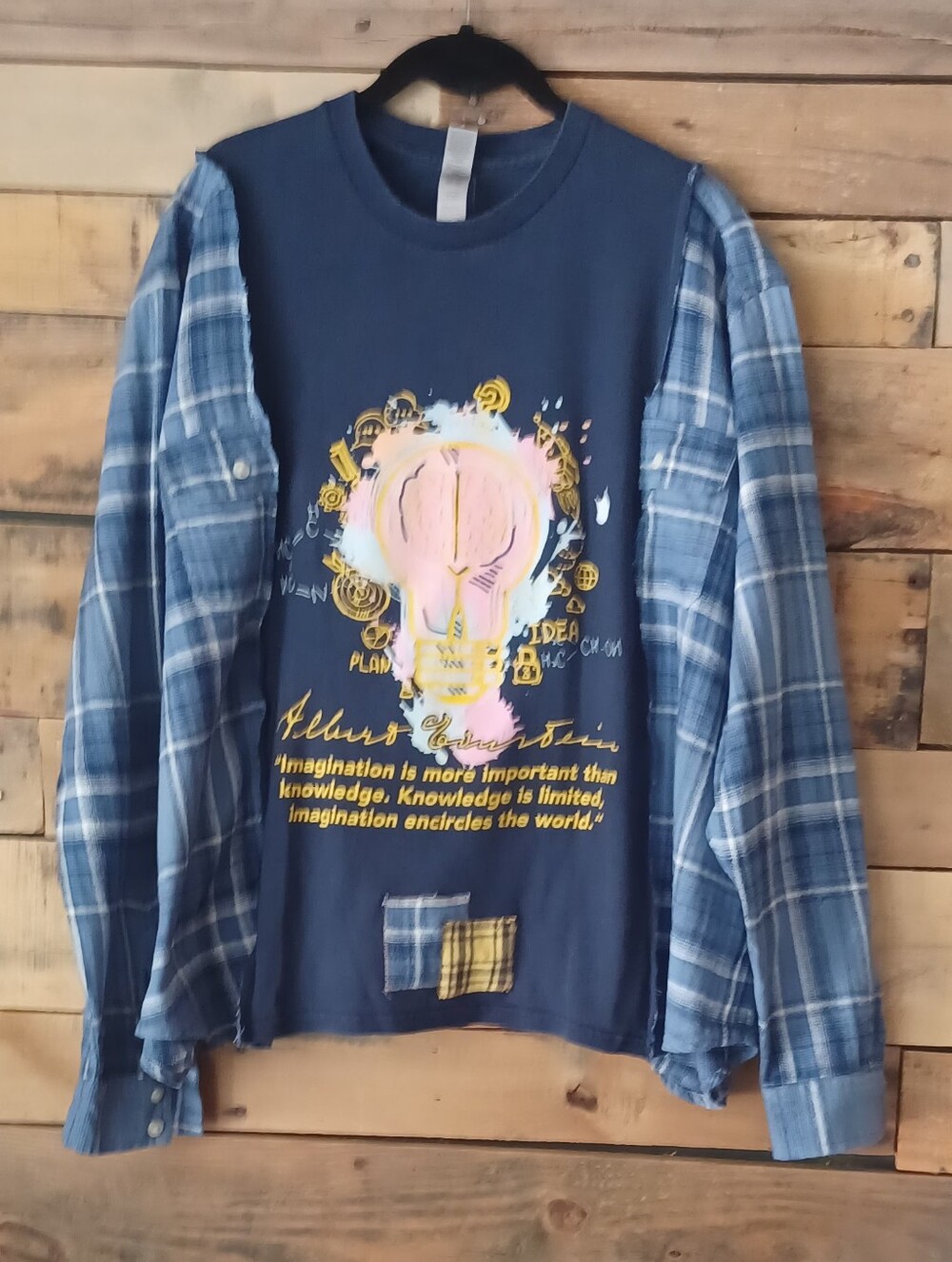 Upcycled Blue Alber Einstein Graphic T-shirt